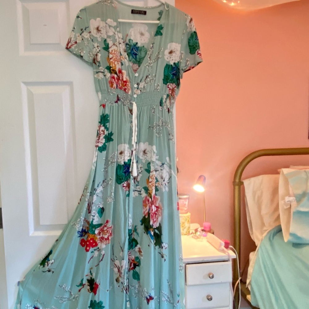 Boho- Floral Maxi Dress, Size Medium